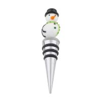Christmas Lampwork Bottle Stopper, with Zinc Alloy, Snowman 114mm 