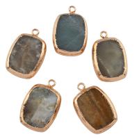 Amazonite Pendants, ​Amazonite​, with Brass, Rectangle, gold color plated, mixed colors Approx 2mm 