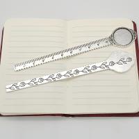 Zinc Alloy Bookmark Findings, ruler, plated, with flower pattern 20mm,13mm 