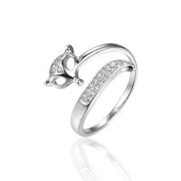 Цирконий Микро вымощает стерлингового серебра палец кольцо, Латунь, Лисица, инкрустированное микро кубического циркония & Женский, продается PC