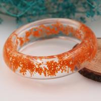 Resin Bangle, Unisex & with flower pattern 10.8mm, Inner Approx 68mm Approx 8.4 Inch 
