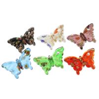 Tier Murano Anhänger, Lampwork, Schmetterling, Goldsand & innen Blume, gemischte Farben, 62x40x11mm, Bohrung:ca. 5mm, 12PCs/Box, verkauft von Box