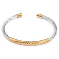 Stainless Steel Cuff Bangle, plated, for woman, 50mm, 5mm, Inner Approx 62mm 