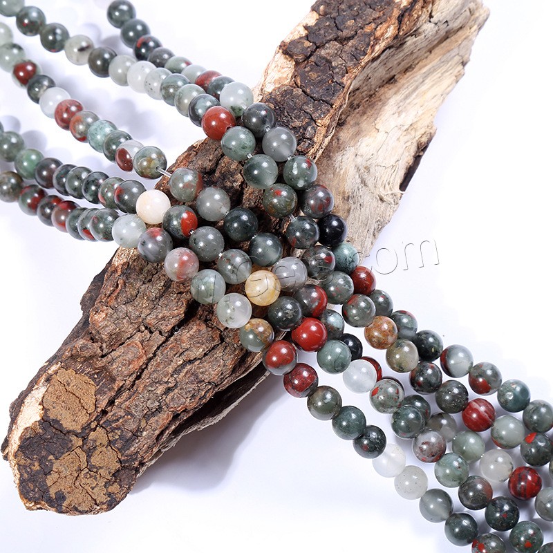 African Bloodstone Beads, Round, polished, DIY & different size for choice, grey, Length:Approx 15 Inch, Sold By Strand
