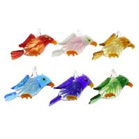 Tier Murano Anhänger, Lampwork, Vogel, innen Blume, gemischte Farben, 29x53x15mm, Bohrung:ca. 5mm, 12PCs/Box, verkauft von Box