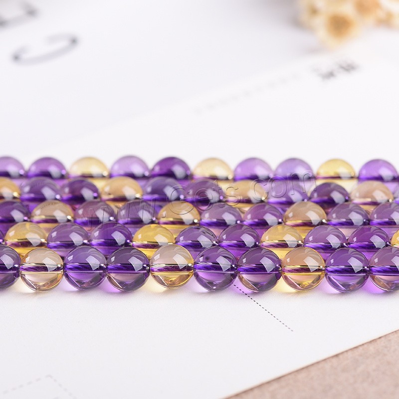 Natural Ametrine Beads, Round, synthetic, DIY & different size for choice, mixed colors, Length:Approx 15 Inch, Sold By Strand