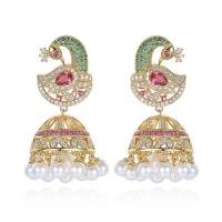 Cubic Zirconia Micro Pave Brass Earring, gold color plated, micro pave cubic zirconia & for woman, nickel, lead & cadmium free, 24*54mm 