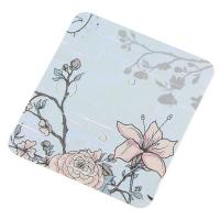 Earring Display Card, Paper, Square, printing, with flower pattern, blue, 60*55mm 