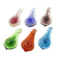 Inner Flower Lampwork Pendants, gold sand, mixed colors Approx 10mm 