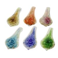 Inner Flower Lampwork Pendants, gold sand, mixed colors Approx 9mm 