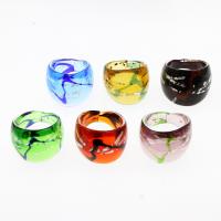 Blattsilber Lampwork Fingerring, unisex & Silberfolie, gemischte Farben, 25x22mm, Größe:9.5, 12PCs/Box, verkauft von Box