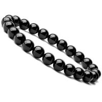 Black Agate Bracelets, Round, Unisex, 8mm Approx 6.9 Inch 