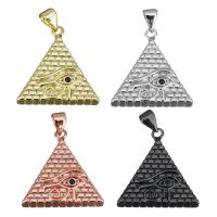 Cubic Zirconia Micro Pave Brass Pendant, Triangle, plated, evil eye pattern & micro pave cubic zirconia Approx 