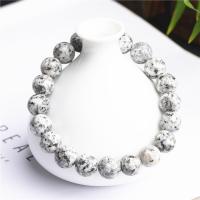 Snowflake Obsidian Bracelet, Round, Unisex 8mm,10mm Approx 5.9 Inch 