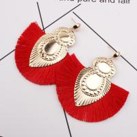 Fashion Tassel Earring, Metal Alloy, zinc alloy post pin, plated, Bohemian style & for woman 