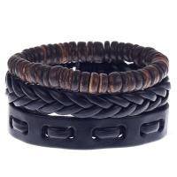 Cowhide Bracelets, Zinc Alloy, with leather cord, plated, three pieces & Unisex 180mm Approx 7 Inch 