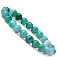 Green Agate Bracelets, Round, Unisex, 8mm Approx 6.9 Inch 