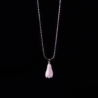 Porcelain Necklace, Flower Bud, silver color plated, for woman, 430mm,20mm 