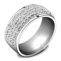 Нержавеющая сталь Rhinestone палец кольцо, нержавеющая сталь, Кольцевая форма, Другое покрытие, разный размер для выбора & Женский & со стразами, Много цветов для выбора, 9mm, 2mm, размер:6-10, продается PC
