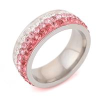 Cubic Zirconia Stainless Steel Finger Ring, with Titanium Steel, Donut & micro pave cubic zirconia & for woman 7mm, US Ring 