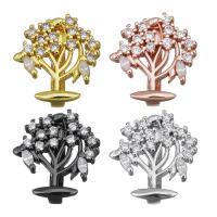 Brass Slide Charm, Tree, plated, micro pave cubic zirconia nickel, lead & cadmium free Approx 
