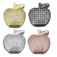 Brass Slide Charm, Apple, plated, micro pave cubic zirconia nickel, lead & cadmium free Approx 