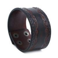 Faux Leather Bracelet, with Zinc Alloy, zinc alloy snap clasp, vintage & for man, brown 