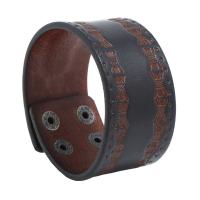 Faux Leather Bracelet, with Zinc Alloy, zinc alloy snap clasp, vintage & for man, brown 
