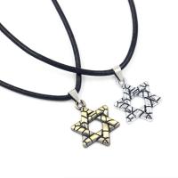 Zinc Alloy Necklace, with leather cord, Hexagram, plated, Unisex lead & cadmium free Approx 18 Inch 