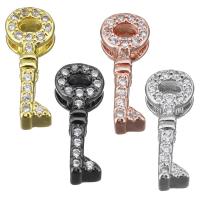 Brass Slide Charm, Key, plated, micro pave cubic zirconia nickel, lead & cadmium free Approx 