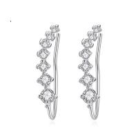 Cubic Zircon Brass Earring, plated, for woman & with cubic zirconia nickel, lead & cadmium free, 3.8*23mm 