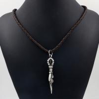 цинковый сплав Ожерелье, с Вощеная хлопок шнур, плакирован серебром, Мужская & отверстие, коричневый, длина:Приблизительно 20 дюймовый, продается Strand