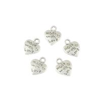 Zinc Alloy Heart Pendants, antique silver color plated, with letter pattern, nickel, lead & cadmium free Approx 1mm, Approx 