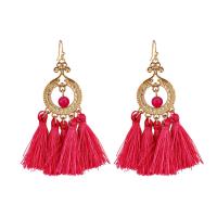 Fashion Tassel Earring, Zinc Alloy, with Polyester Yarns & Resin, gold color plated, for woman 