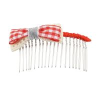 Decorative Hair Combs, Iron, Bowknot, silver color plated, for woman, 83*46*12mm 