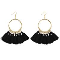 Fashion Tassel Earring, Zinc Alloy, with Polyester Yarns, gold color plated, for woman 