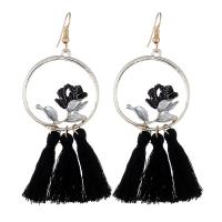 Fashion Tassel Earring, Zinc Alloy, with Polyester Yarns, plated, for woman & enamel 
