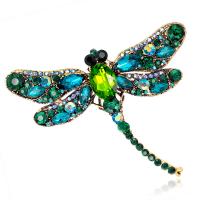Zinc Alloy Jewelry Brooch, Dragonfly, plated, for woman & with rhinestone nickel, lead & cadmium free, 75*91mm 
