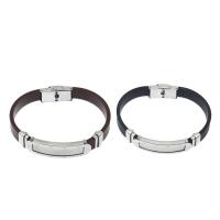 Silicone Stainless Steel Bracelets, with Stainless Steel, Unisex Approx 7.5 Inch 