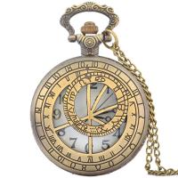 Pocket Watch, Zinc Alloy, antique brass color plated, Unisex & hollow Approx 12 Inch 