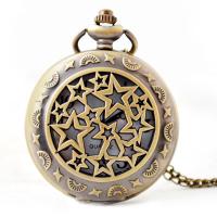 Pocket Watch, Zinc Alloy, with Plastic, Chinese movement, antique brass color plated, for woman & hollow, 45mm 