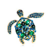 Zinc Alloy Jewelry Brooch, Turtle, gold color plated, for woman & with rhinestone, nickel, lead & cadmium free, 46*53uff4duff4d 