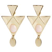Resin Zinc Alloy Earring, with Resin, zinc alloy post pin, Triangle, plated, for woman, golden 