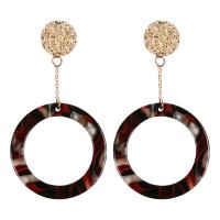 Resin Zinc Alloy Earring, with Resin, zinc alloy post pin, Round, plated, for woman, black 