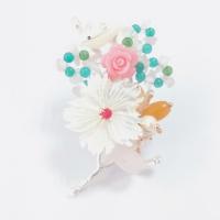 Gemstone Brooch, Zinc Alloy, with Natural Stone, plated, for woman 60*43mm 