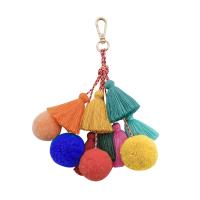 Plush Hanging Decoration, Cotton Thread, Tassel, gold color plated, for woman, multi-colored, 210mm 