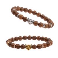 Wood Bracelet, with Zinc Alloy, for man & with rhinestone 8mm .5 Inch 
