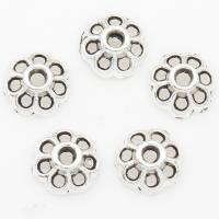Zinc Alloy Bead Caps, Flower, plated, silver color, 13*4mm 