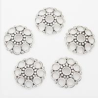 Zinc Alloy Bead Caps, Flower, plated, hollow, silver color, nickel, lead & cadmium free, 30*6mm 