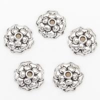 Zinc Alloy Bead Caps, Flower, plated, silver color, 9*3mm 